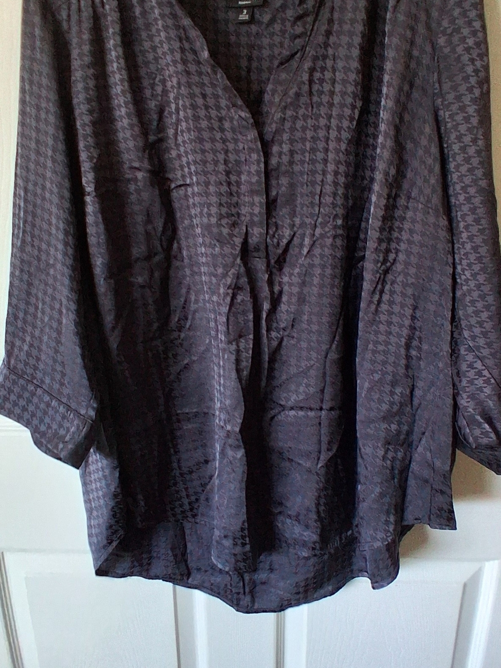 Torrid Harper Georgette Houndstooth Blouse Black & Gray Size 3